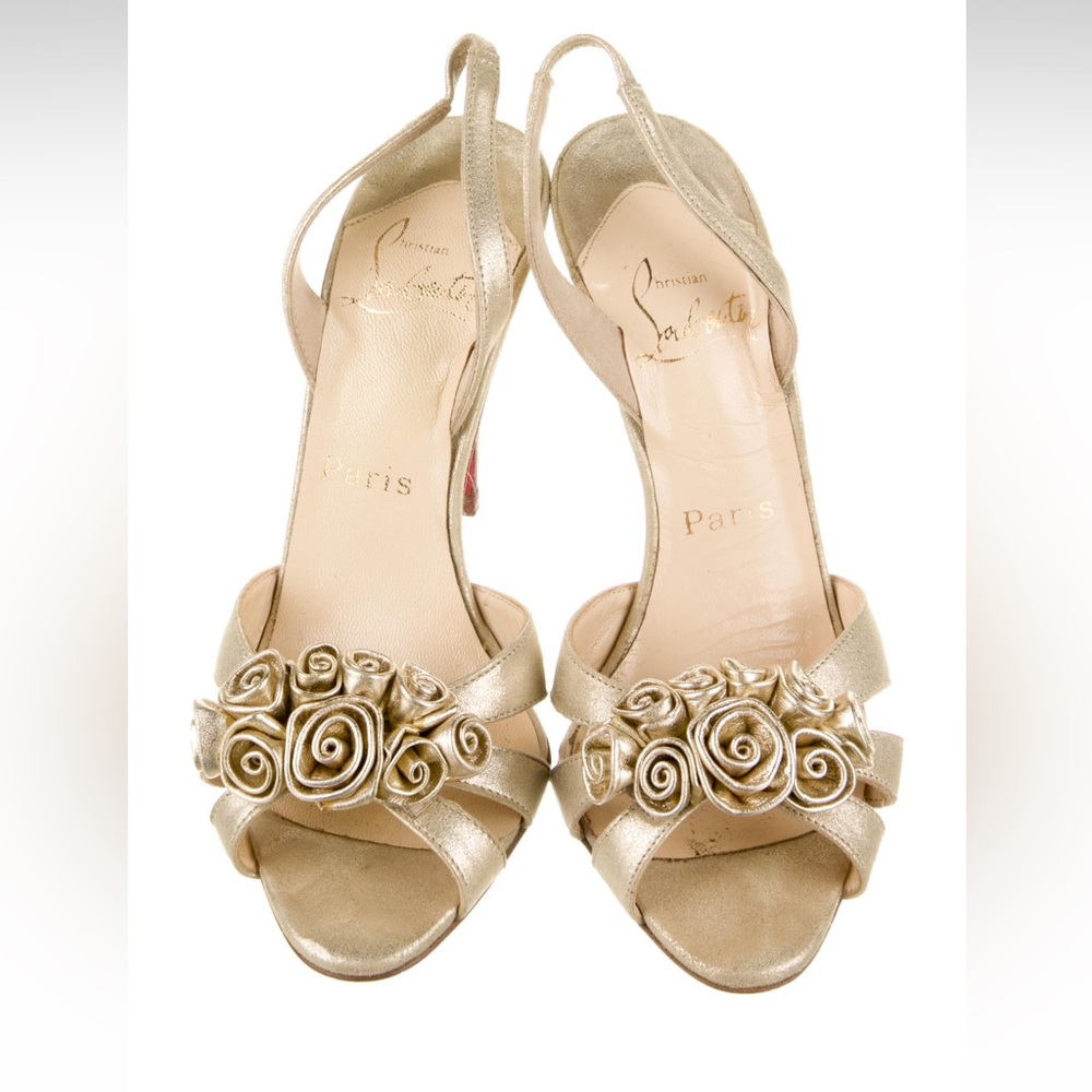 Christian Louboutin Evita 100 gold slingbacks size 7/37